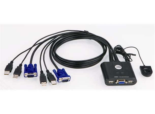 Aten KVM Switch 2-Port VGA VGA USB 2xKabel Wired-R 